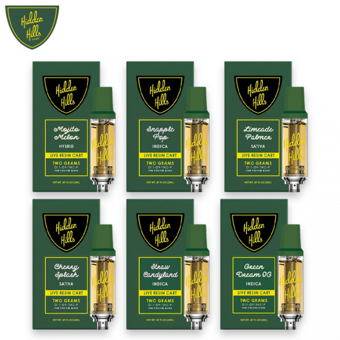 Hidden Hills Live Resin Vape Cartridge 2GM/5CT/PK